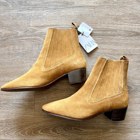 Zara Mid-Height Leather ankle boots size 7.5 - Picture 11 of 13